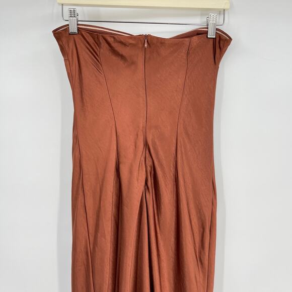 MORE TO COME | NWT Emma Strapless Maxi Dress in Chocolate Satin Tube Dress M - Picture 12 of 16